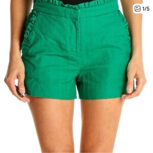 J. Crew High-Waisted Emerald Green Ruffle Women's Shorts